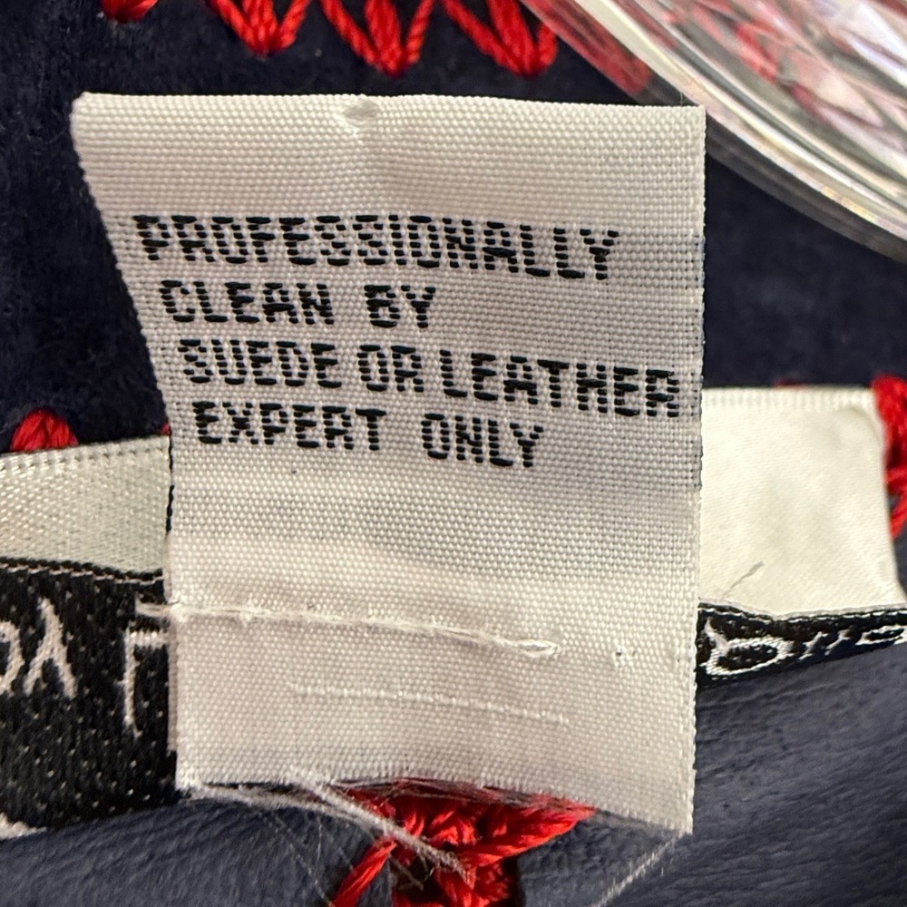 Vintage Linea by Louis Dell'Olio 100% Suede Jacket Red Trim Size 2X Navy Blue - Picture 7 of 10